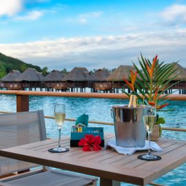 Landscape Champagne setup and amenities Luxury Overwater Horizon villa terrace portrait x jpeg